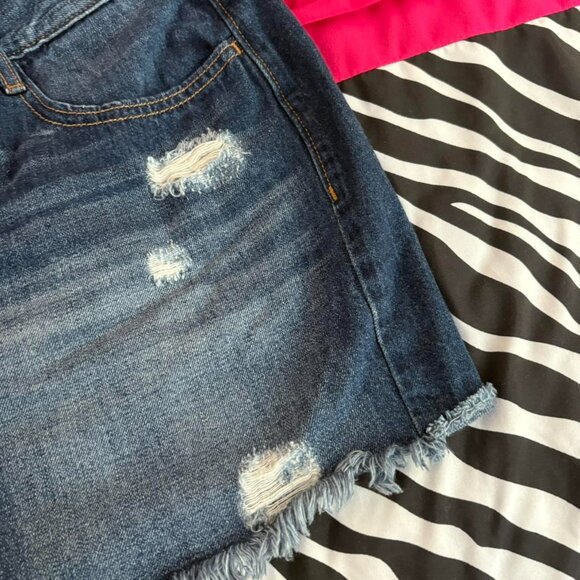 Old Navy Distressed Denim Mini Skirt - Blue - Picture 3 of 6